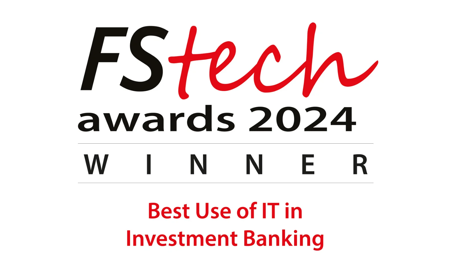 FStech Awards 2024 Winner logo, recognising GFT for the Best Use of IT in Investment Banking.