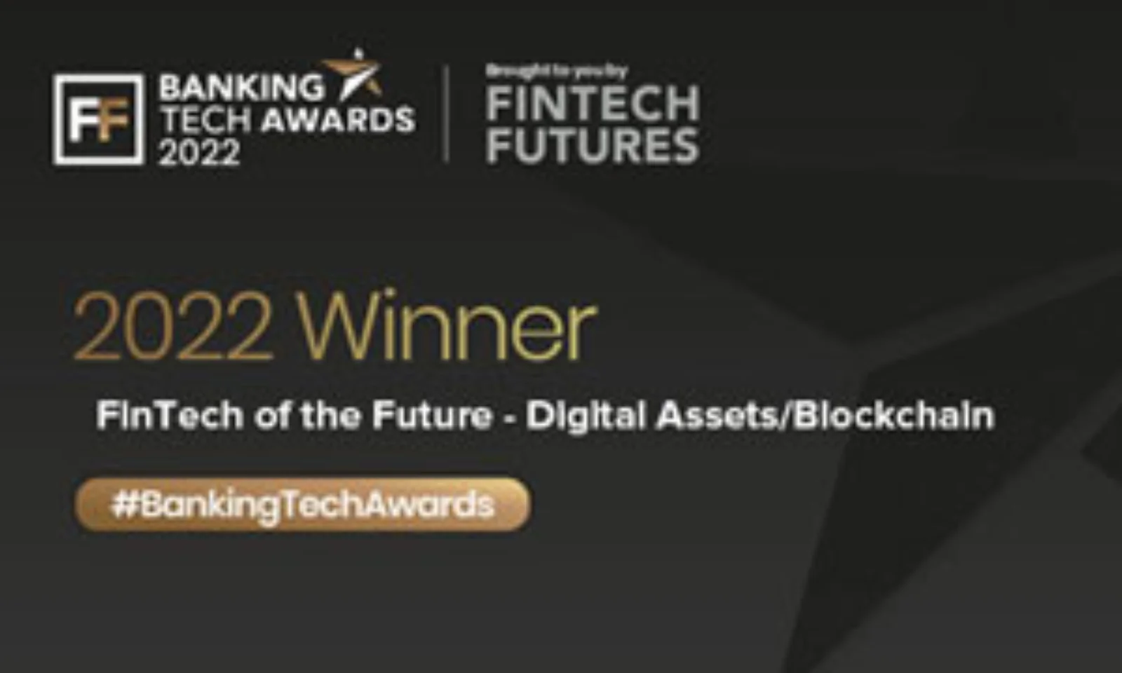 Banking Tech Awards 2022 Winner logo, recognising GFT for FinTech of the Future in Digital Assets/Blockchain.