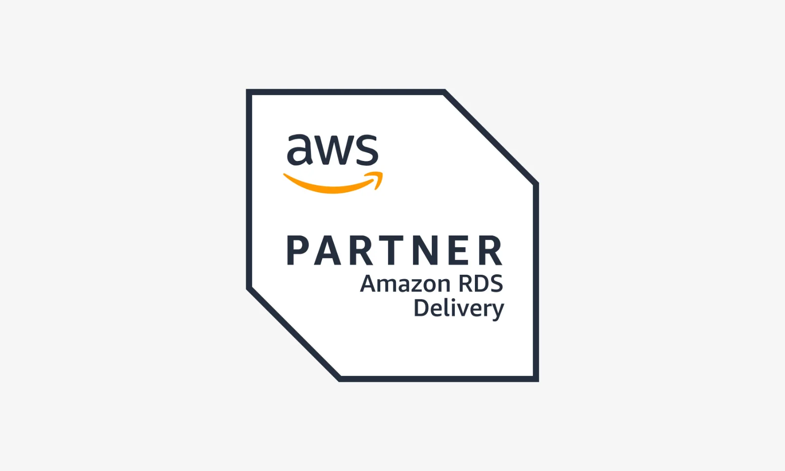 AWS RDS Delivery Partner badge, signifying certified expertise in delivering and managing Amazon Relational Database Service solutions.