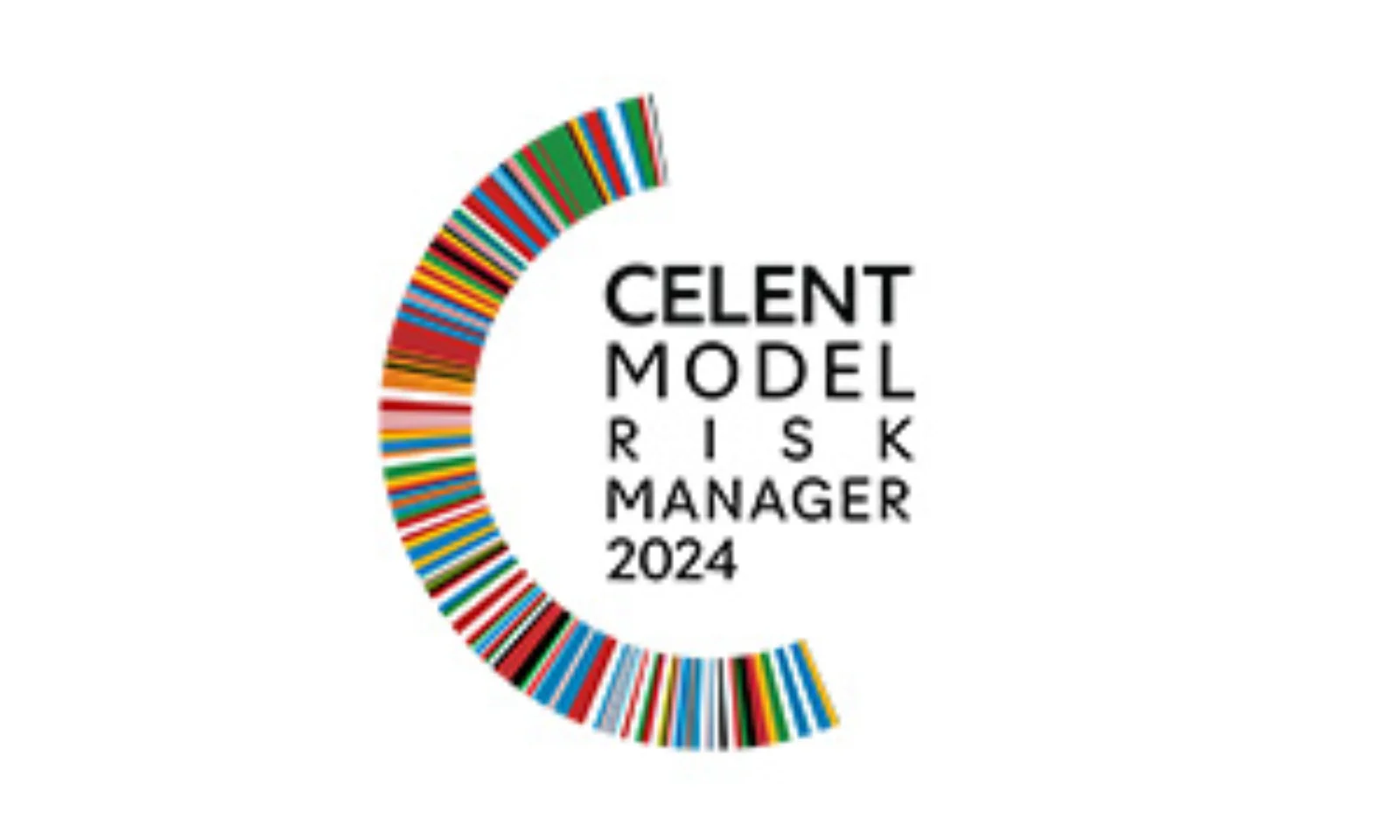 Image of the Celent Model Risk Manager 2024 badge, featuring a colourful circular design on the left and bold text on a white background.