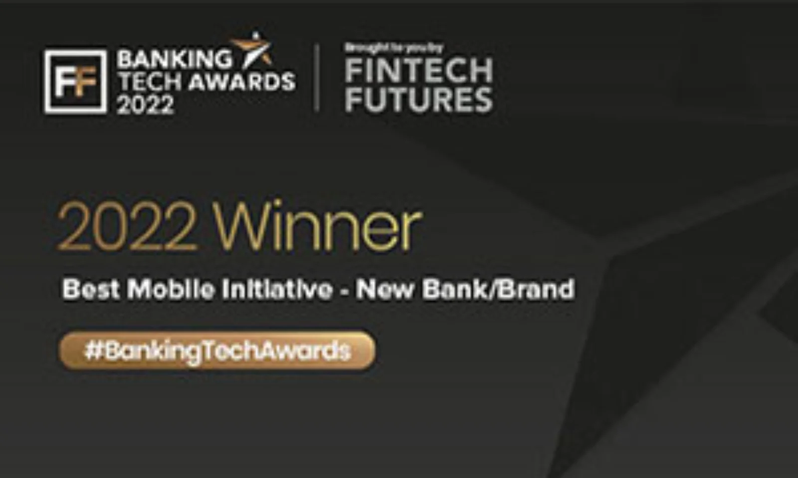 Logotipo del ganador de los premios Banking Tech Awards 2022, en reconocimiento a GFT como mejor iniciativa móvil: nuevo banco/marca.