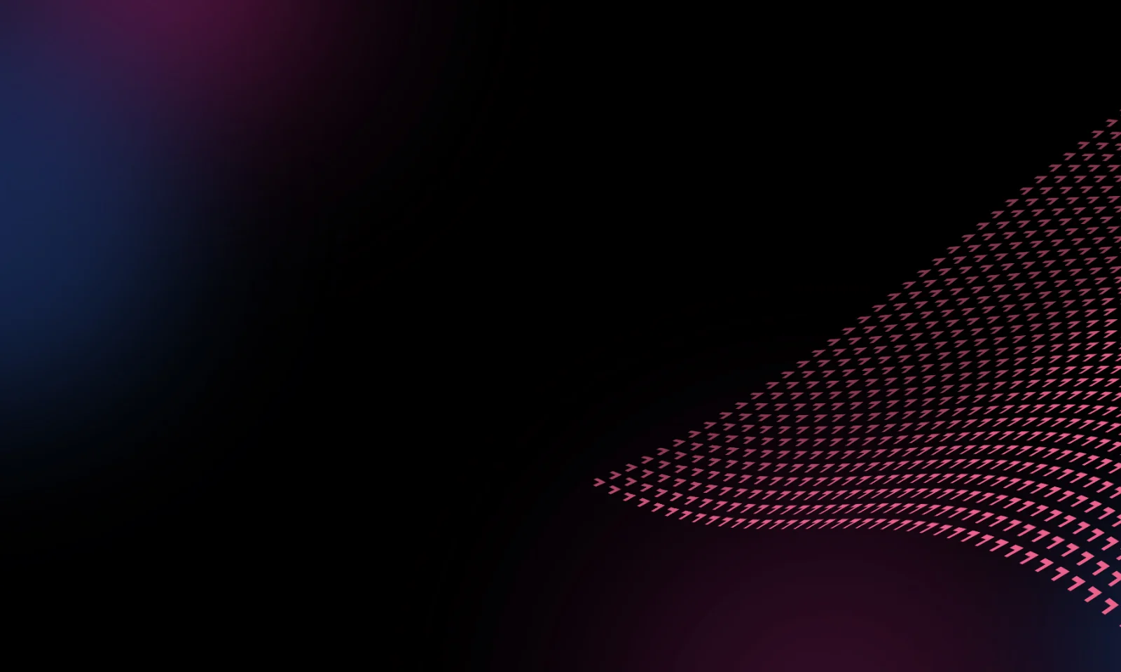 Abstract visual depicting a wave of pink arrows on a dark background, symbolizing the diverse range of AI use cases.