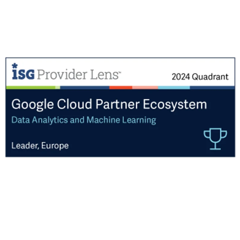 GFT awarded as a Leader in the Google Cloud Partner Ecosystem for Data Analytics and Machine Learning by ISG Provider Lens™ 2024 in Europe.